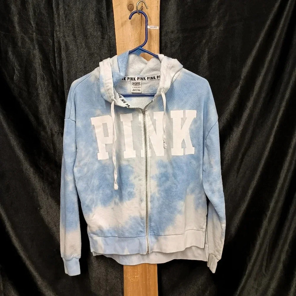 PINK Victoria's Secret Sweaters - Pink Victoria's secret Extra small blue and white tie dye zip up hoodie